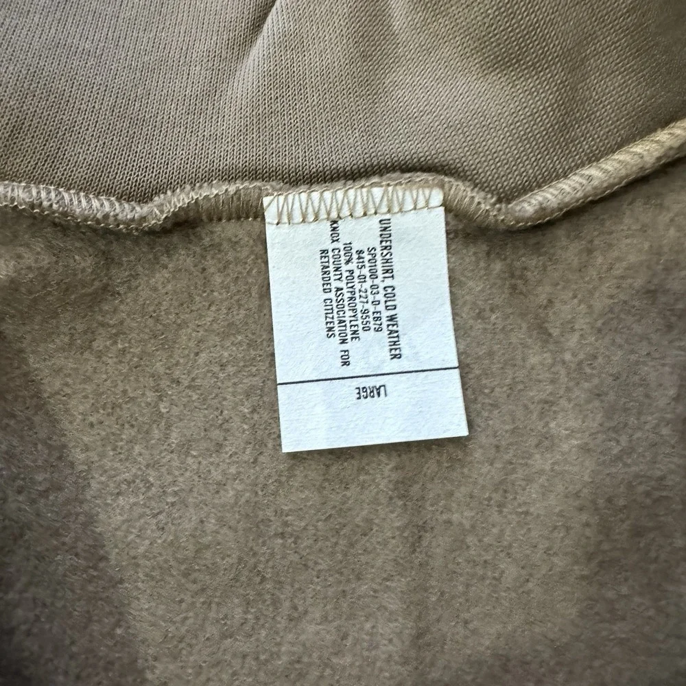 US Military Cold Weather‎ Undershirt Brown Sz L 1/4 Zip